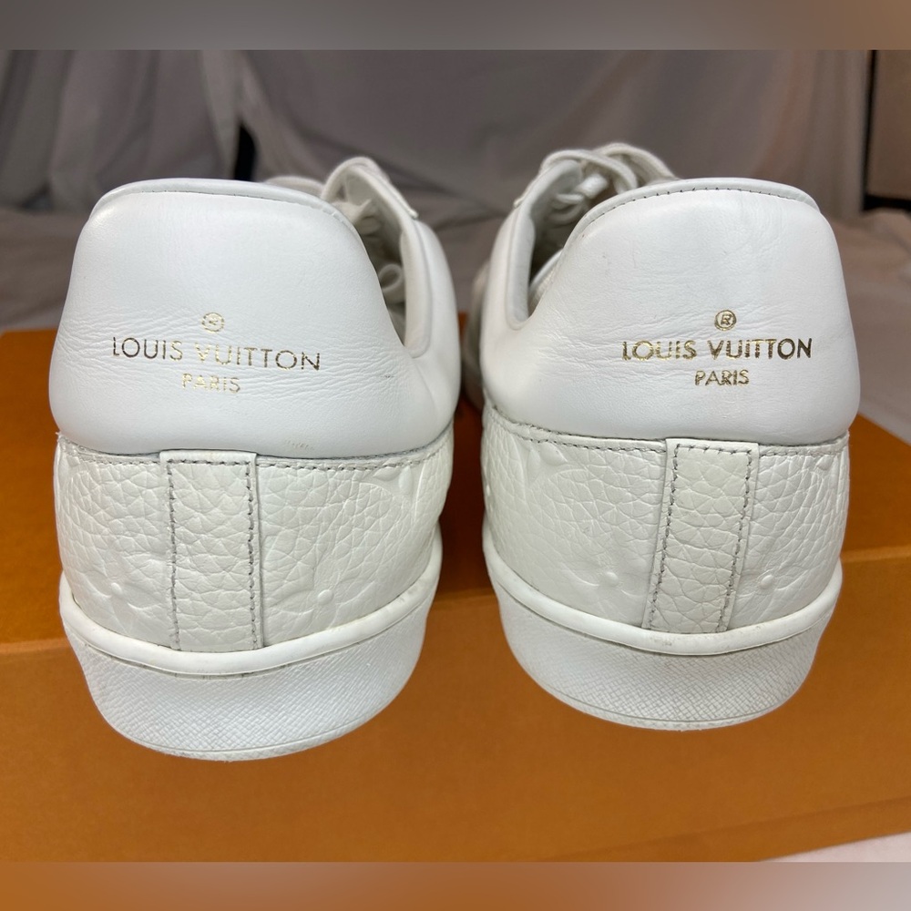 Louis Vuitton Men’s Luxembourg Embossed Leather White Sneakers Size 8.5* - Picture 5 of 14